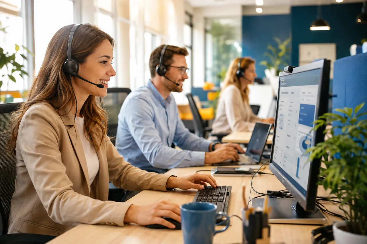 Équipes commerciales utilisant un CRM couplé à la téléphonie